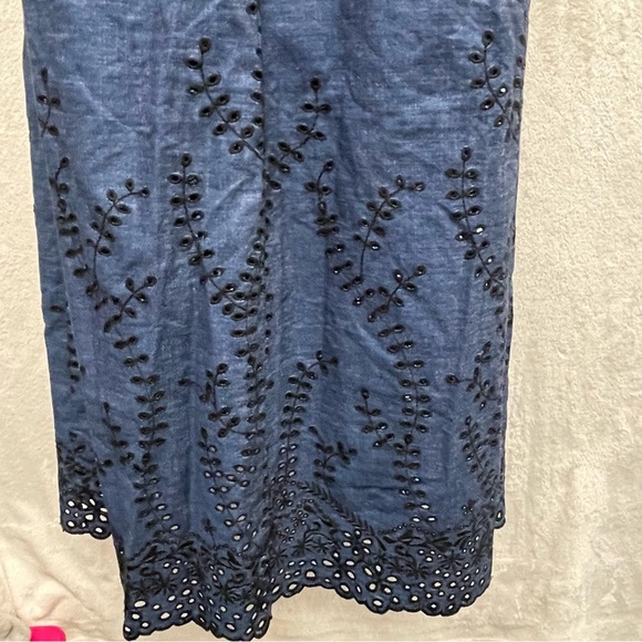 Yigal Azrouel eyelet embroidered denim dress women’s size 6 romantic boho - Picture 4 of 13